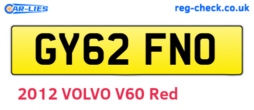 GY62FNO are the vehicle registration plates.