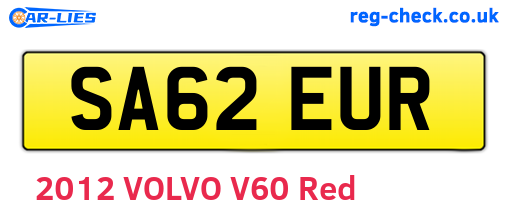 SA62EUR are the vehicle registration plates.