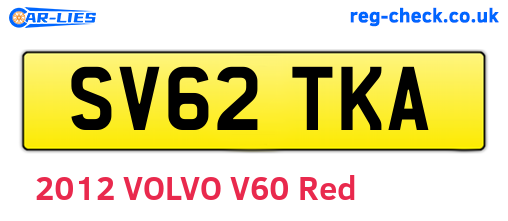 SV62TKA are the vehicle registration plates.