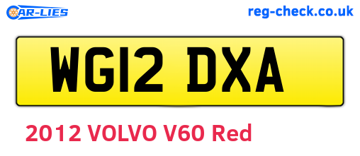 WG12DXA are the vehicle registration plates.