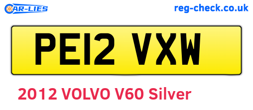 PE12VXW are the vehicle registration plates.