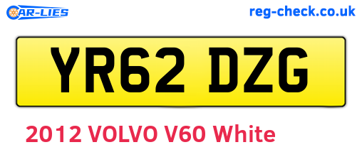 YR62DZG are the vehicle registration plates.
