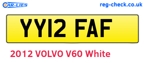 YY12FAF are the vehicle registration plates.