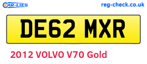 DE62MXR are the vehicle registration plates.