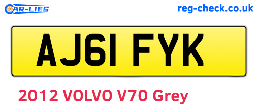AJ61FYK are the vehicle registration plates.