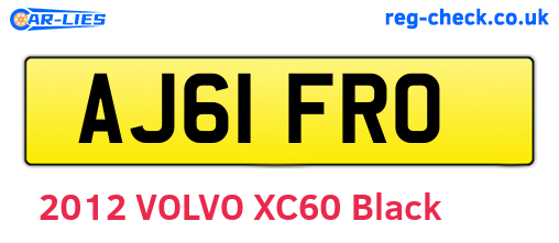 AJ61FRO are the vehicle registration plates.