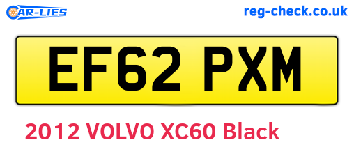 EF62PXM are the vehicle registration plates.