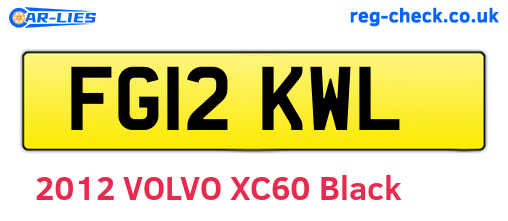 FG12KWL are the vehicle registration plates.