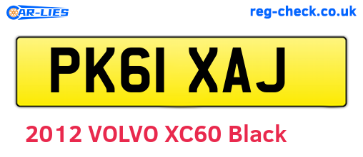 PK61XAJ are the vehicle registration plates.