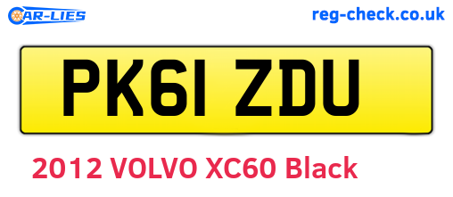 PK61ZDU are the vehicle registration plates.