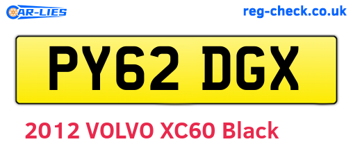 PY62DGX are the vehicle registration plates.