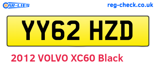 YY62HZD are the vehicle registration plates.