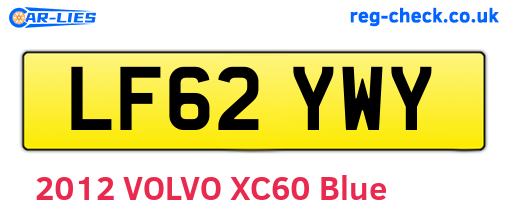 LF62YWY are the vehicle registration plates.