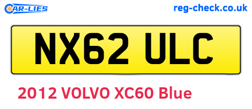NX62ULC are the vehicle registration plates.