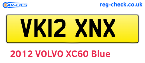VK12XNX are the vehicle registration plates.