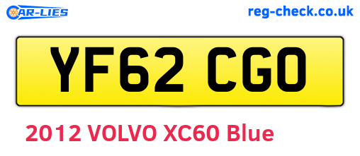 YF62CGO are the vehicle registration plates.