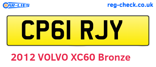 CP61RJY are the vehicle registration plates.