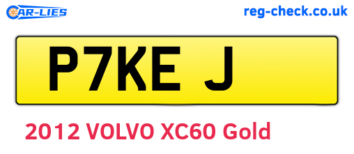 P7KEJ are the vehicle registration plates.