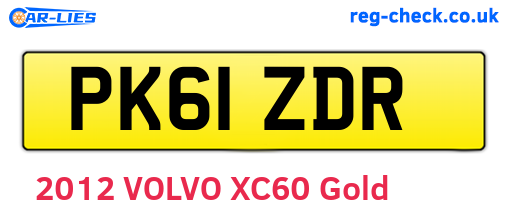 PK61ZDR are the vehicle registration plates.