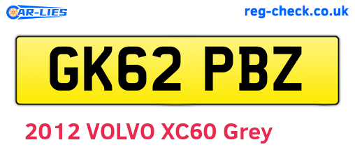GK62PBZ are the vehicle registration plates.