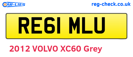 RE61MLU are the vehicle registration plates.