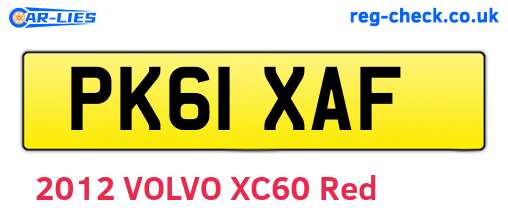 PK61XAF are the vehicle registration plates.