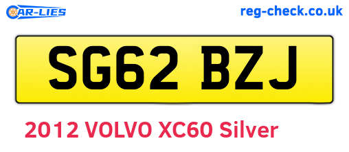 SG62BZJ are the vehicle registration plates.