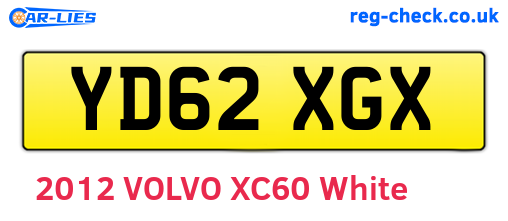 YD62XGX are the vehicle registration plates.