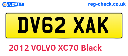 DV62XAK are the vehicle registration plates.