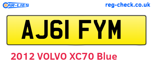 AJ61FYM are the vehicle registration plates.