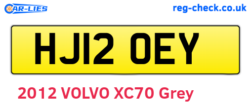 HJ12OEY are the vehicle registration plates.