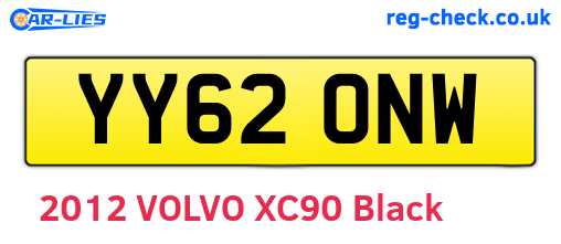 YY62ONW are the vehicle registration plates.