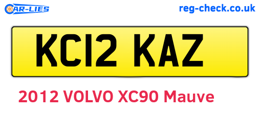KC12KAZ are the vehicle registration plates.