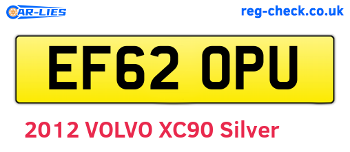 EF62OPU are the vehicle registration plates.