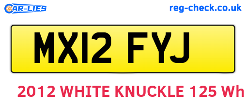 MX12FYJ are the vehicle registration plates.