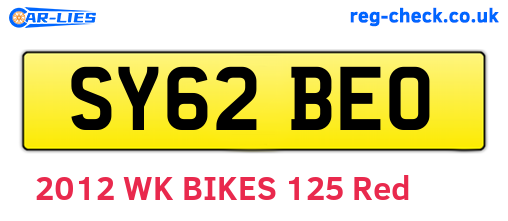 SY62BEO are the vehicle registration plates.