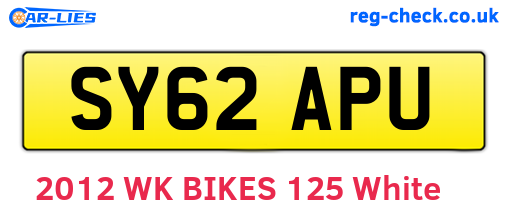 SY62APU are the vehicle registration plates.