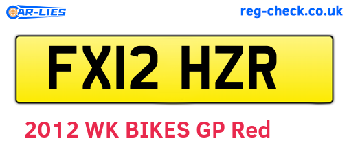 FX12HZR are the vehicle registration plates.
