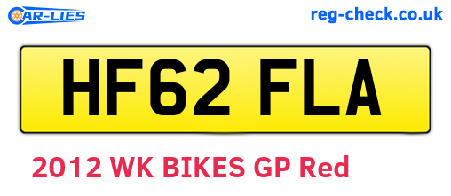 HF62FLA are the vehicle registration plates.