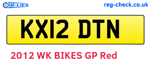 KX12DTN are the vehicle registration plates.
