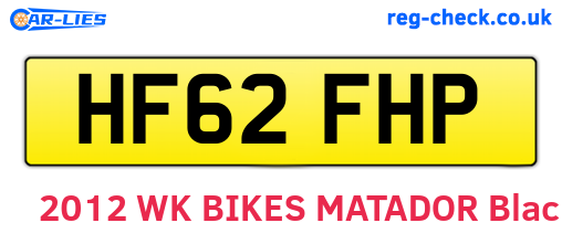HF62FHP are the vehicle registration plates.
