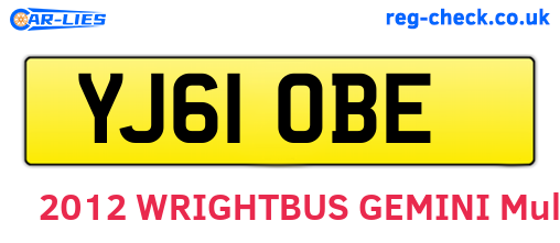 YJ61OBE are the vehicle registration plates.