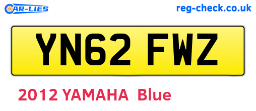 YN62FWZ are the vehicle registration plates.