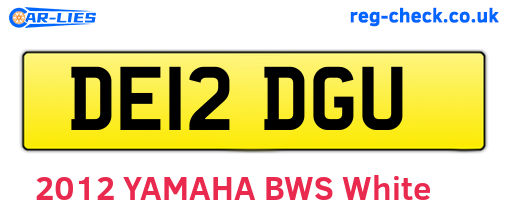 DE12DGU are the vehicle registration plates.