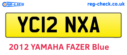 YC12NXA are the vehicle registration plates.
