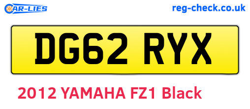 DG62RYX are the vehicle registration plates.