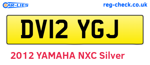 DV12YGJ are the vehicle registration plates.