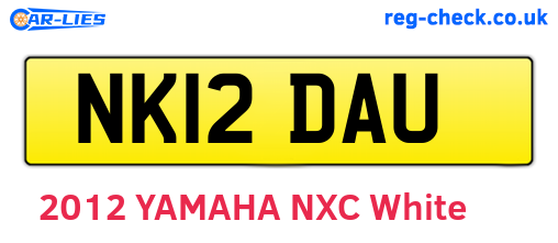 NK12DAU are the vehicle registration plates.