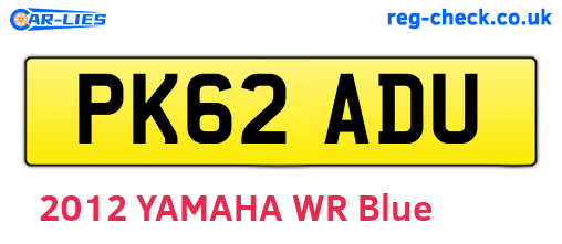 PK62ADU are the vehicle registration plates.