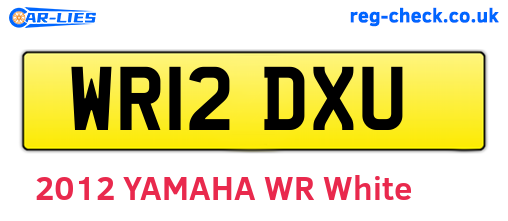 WR12DXU are the vehicle registration plates.